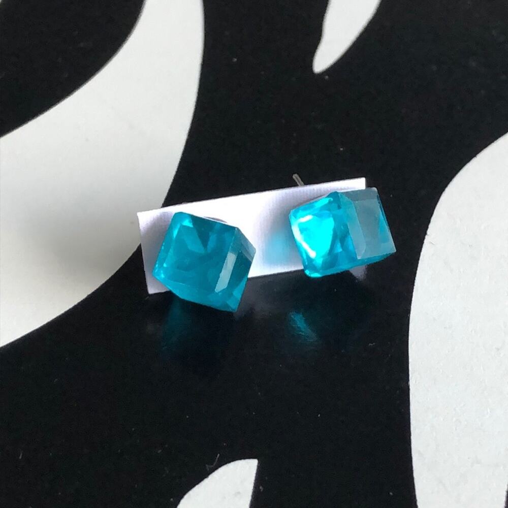 4 for $20 Light Blue Cube Stud Earrings